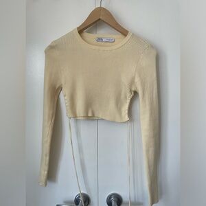 Zara ribbed tie side long sleeve crop